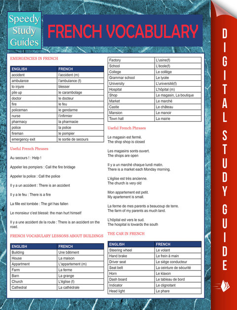 Cover image for book French Vocabulary (Speedy Language Study Guides)