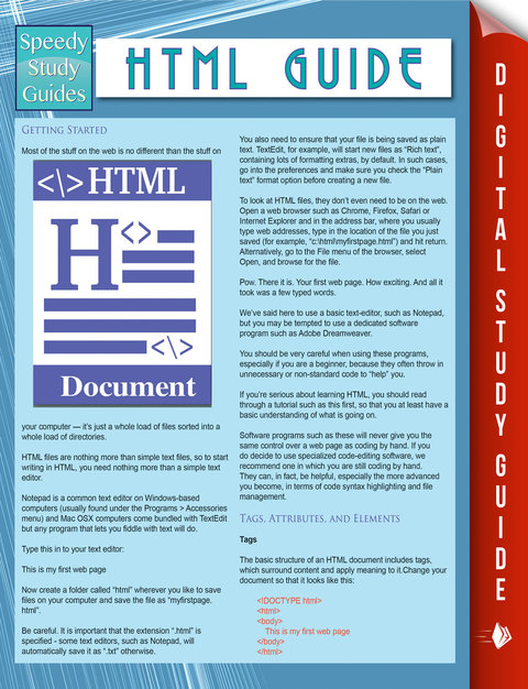 Cover image for book HTML Guide (Speedy Study Guides)