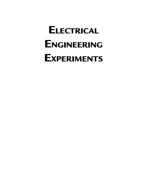 Cover image for book Electrical Engineering Experiments