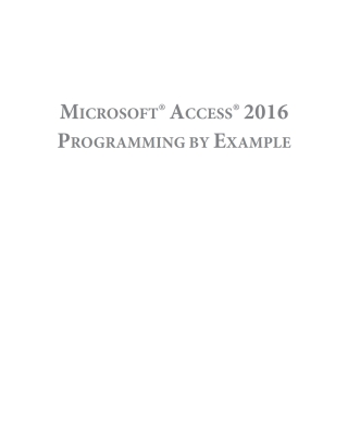 Microsoft Access 2016 Programming By Example