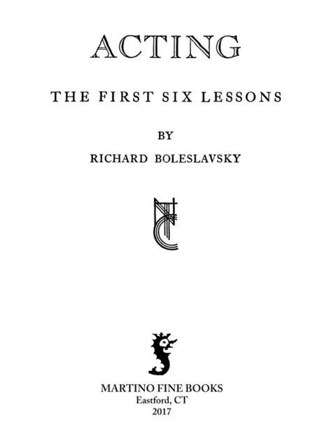 Cover image for book Acting; The First Six Lessons