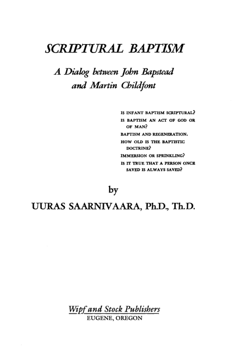 Cover image for book Scriptural Baptism