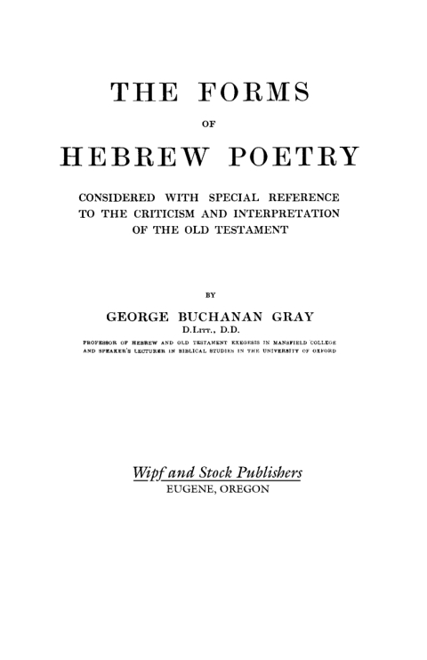 Cover image for book The Forms of Hebrew Poetry