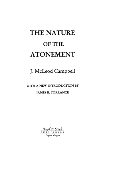 Cover image for book The Nature of The Atonement