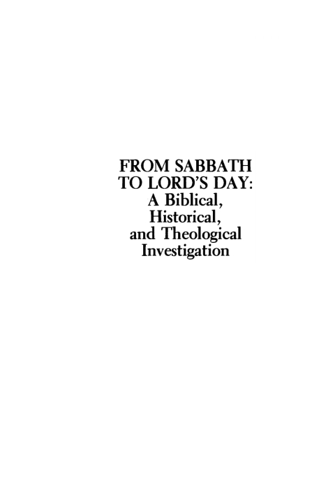 Cover image for book From Sabbath to Lord's Day