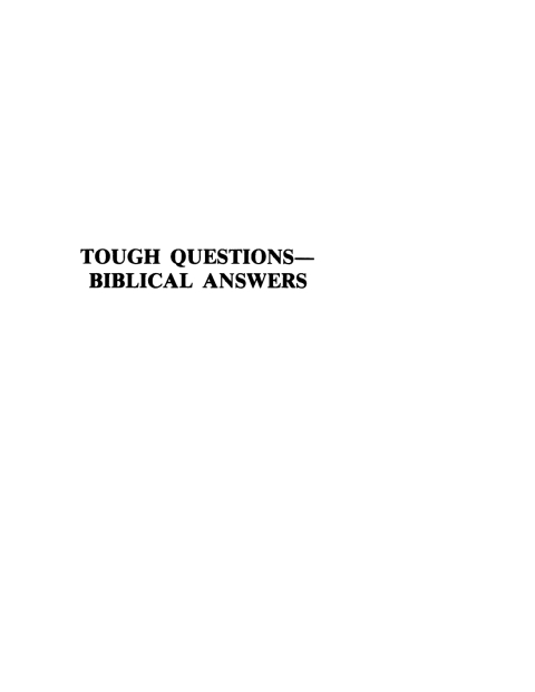 Cover image for book Tough Questions - Biblical Answers Part I