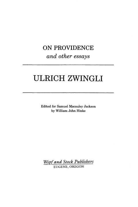 Cover image for book On Providence and Other Essays