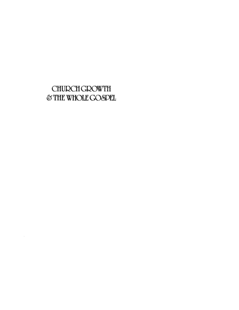 Cover image for book Church Growth and the Whole Gospel