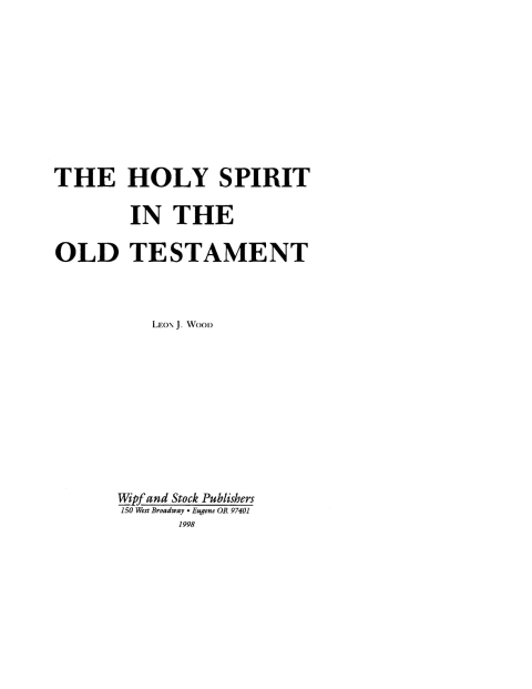 Cover image for book The Holy Spirit in the Old Testament