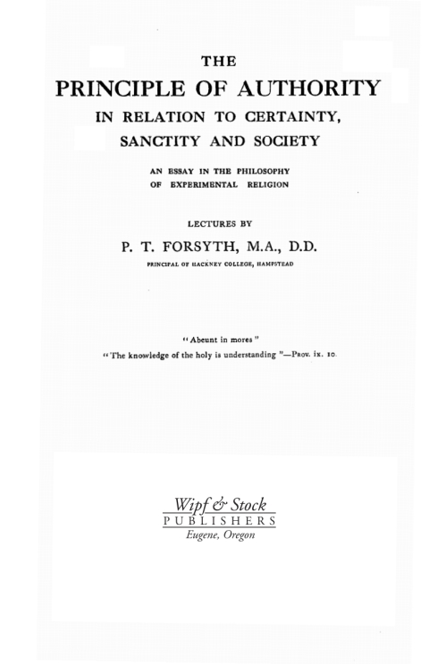 Cover image for book The Principle of Authority In Relation to Certainty, Sanctity and Society