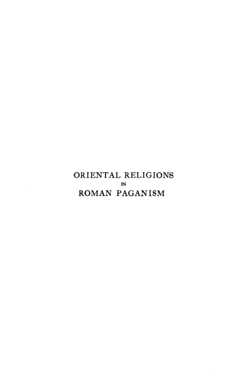 Cover image for book Oriental Religions in Roman Paganism