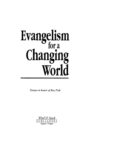 Cover image for book Evangelism for a Changing World