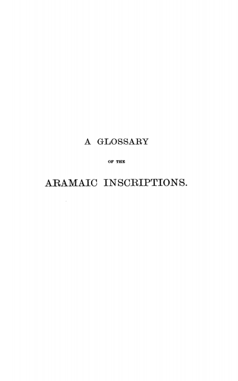 Cover image for book A Glossary of the Aramaic Inscriptions