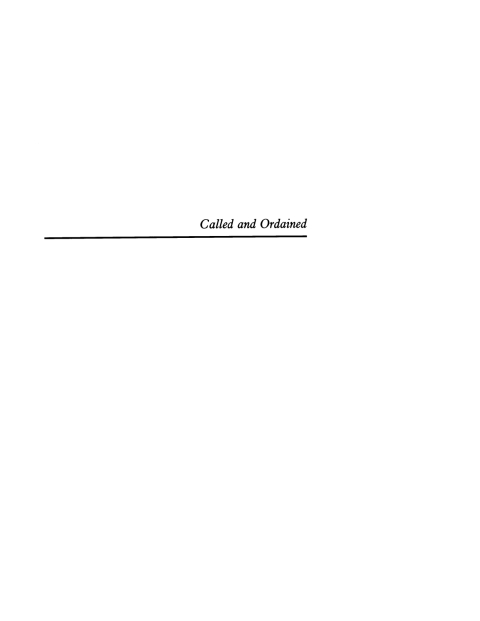 Cover image for book Called and Ordained