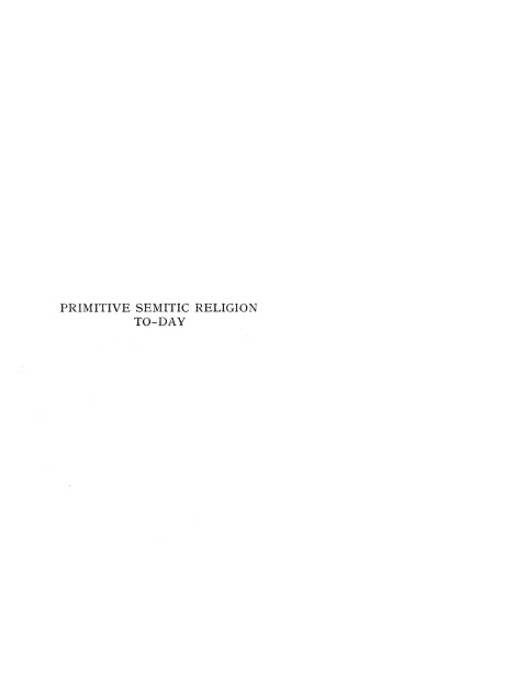 Cover image for book Primitive Semitic Religion Today