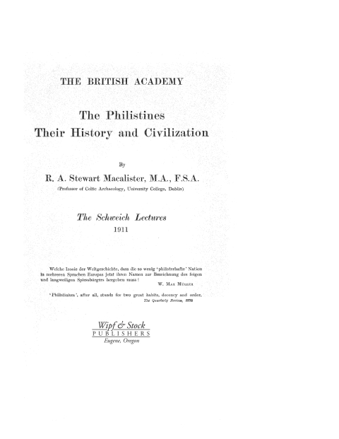 Cover image for book The Philistines: Their History and Civilization