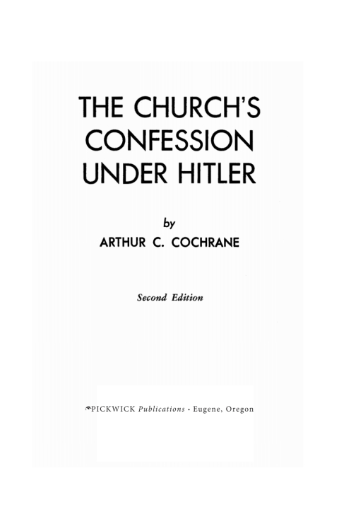 Cover image for book The Church's Confession Under Hitler
