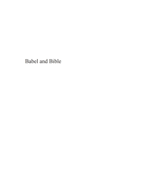 Cover image for book Babel and Bible