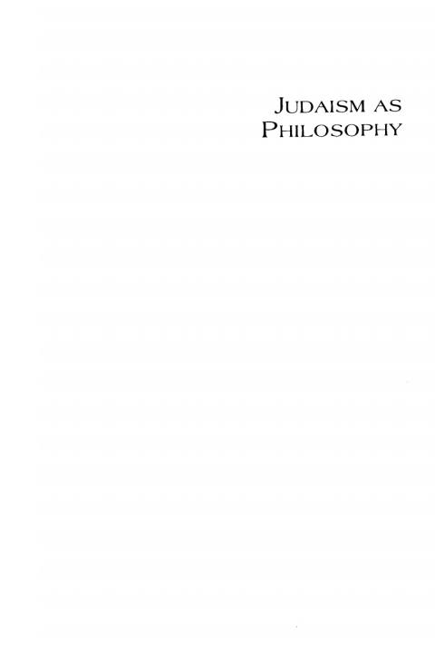 Cover image for book Judaism as Philosophy