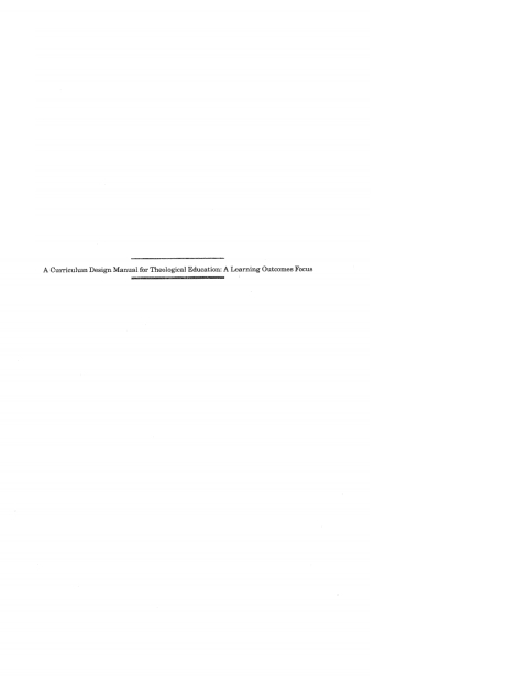 Cover image for book A Curriculum Design Manual for Theological Education