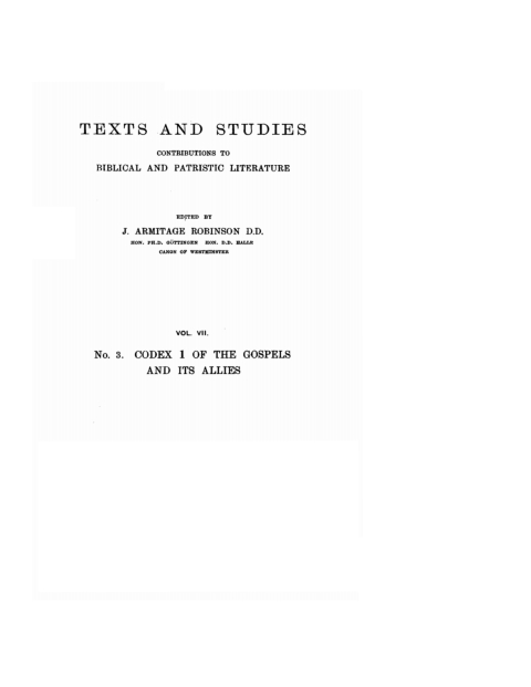 Cover image for book Codex 1 of the Gospels and Its Allies
