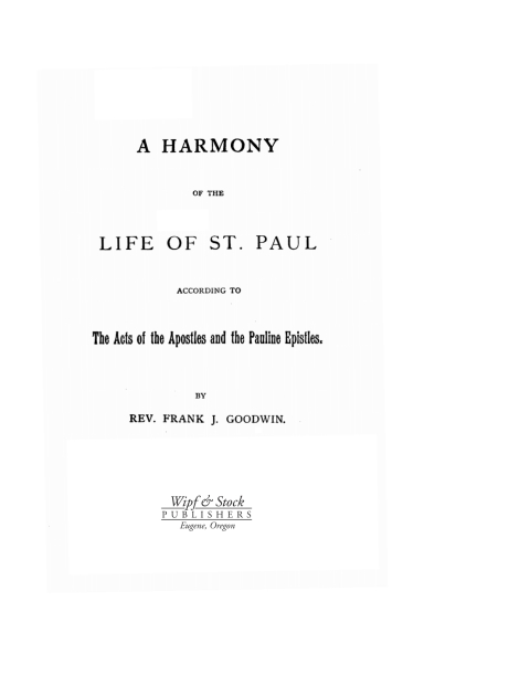 Cover image for book A Harmony of the Life of St. Paul