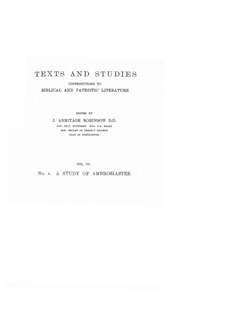 Cover image for book A Study of Ambrosiaster