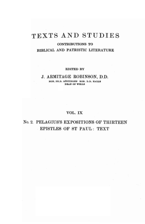 Cover image for book Pelagius's Expositions of Thirteen Epistles of St. Paul. II