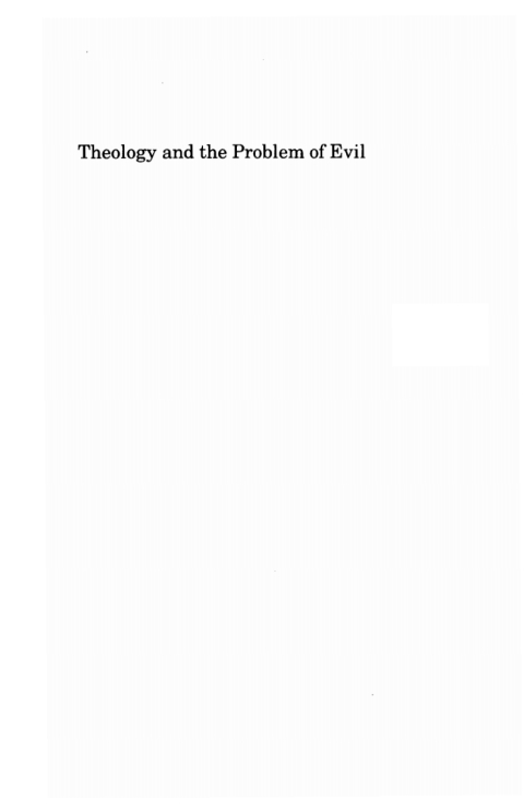 Cover image for book Theology and the Problem of Evil