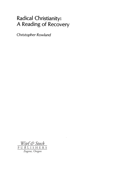 Cover image for book Radical Christianity