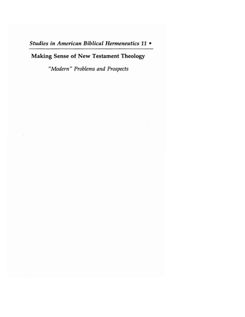 Cover image for book Making Sense of New Testament Theology