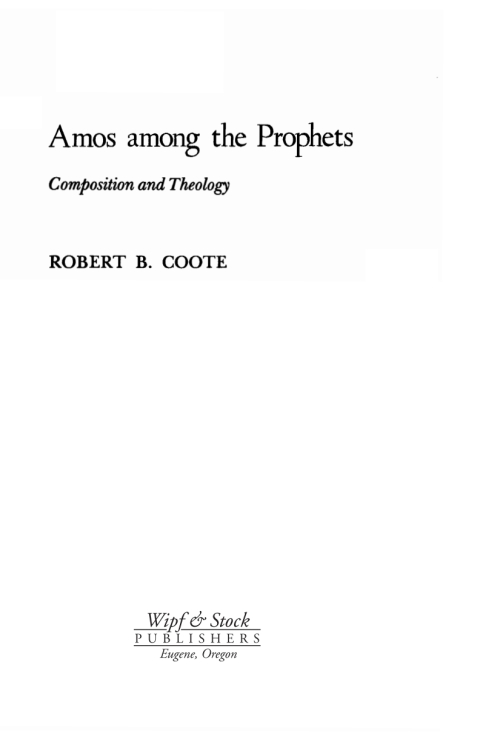 Cover image for book Amos Among the Prophets