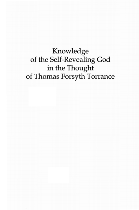 Cover image for book Knowledge of the Self-Revealing God in the Thought of Thomas Forsyth Torrance