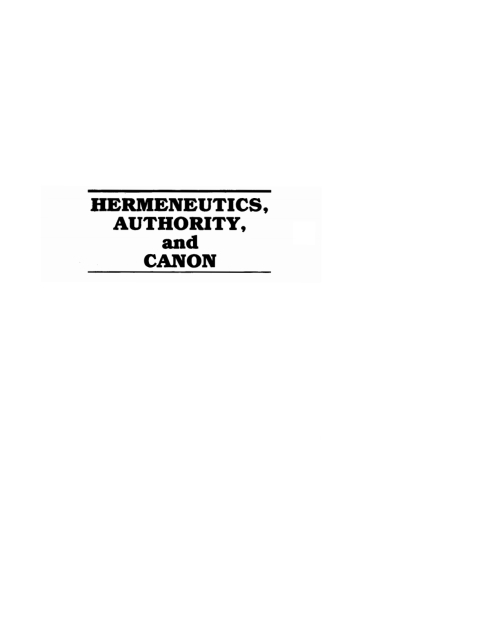 Cover image for book Hermeneutics, Authority, and Canon