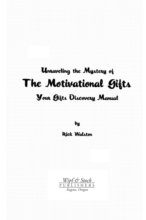 Cover image for book Unraveling the Mystery of the Motivational Gifts