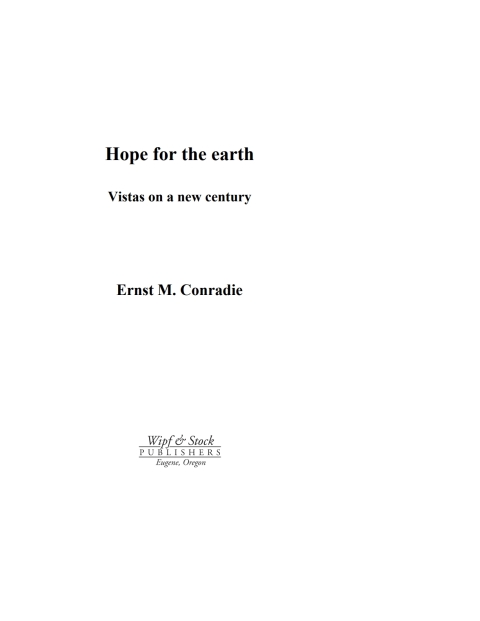 Cover image for book Hope for the Earth