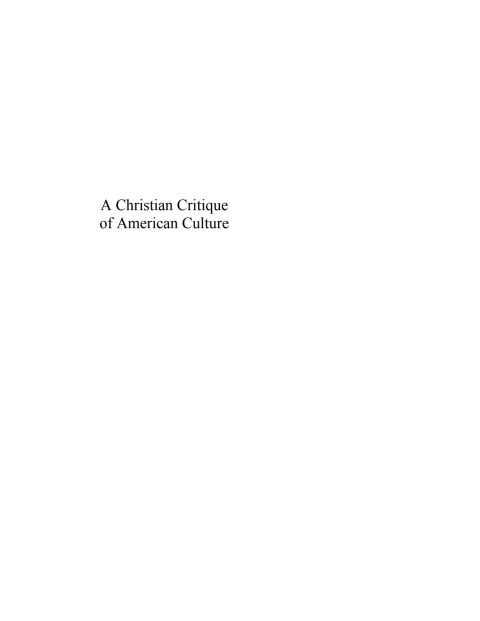 Cover image for book A Christian Critique of American Culture