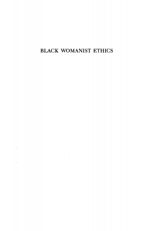 Cover image for book Black Womanist Ethics