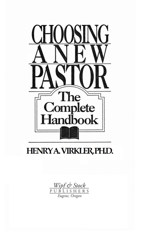 Cover image for book Choosing a New Pastor