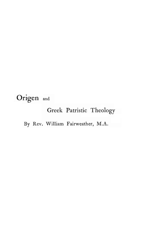 Cover image for book Origen and Greek Patristic Theology