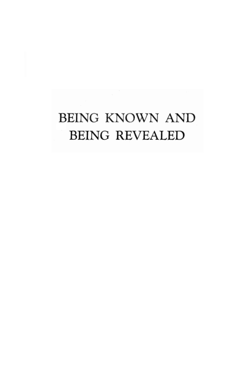 Cover image for book Being Known and Being Revealed