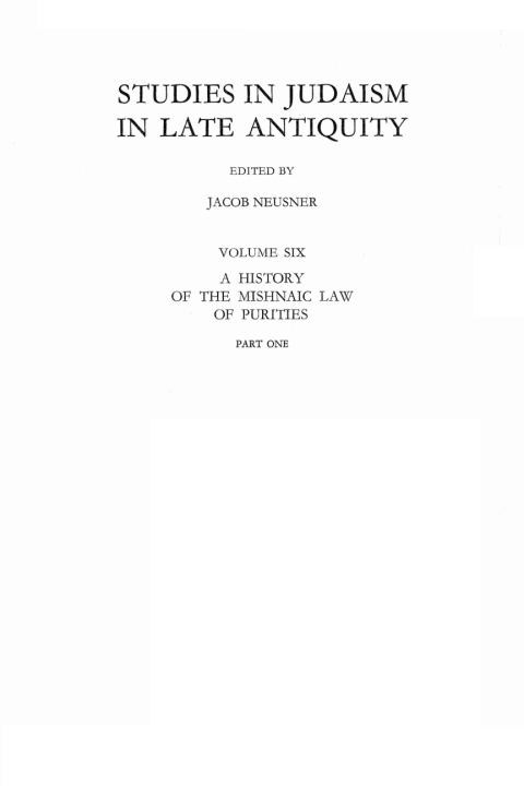 Cover image for book A History of the Mishnaic Law of Purities, Part 1