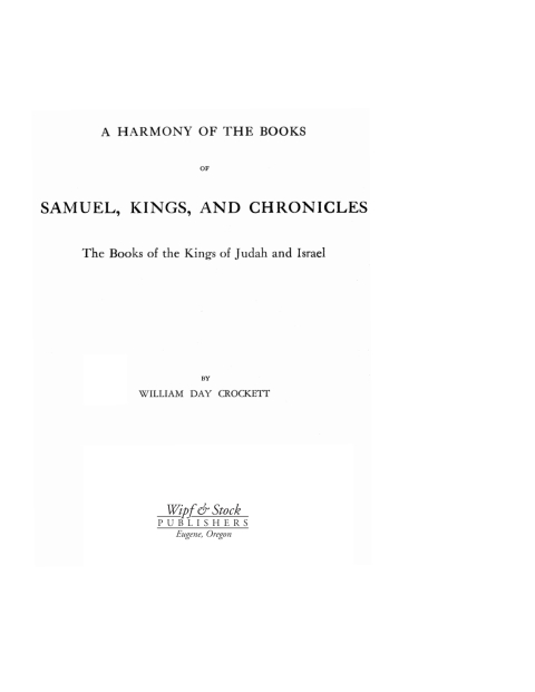 Cover image for book A Harmony of the Books of Samuel, Kings, and Chronicles