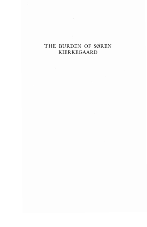 Cover image for book The Burden of Soren Kierkegaard