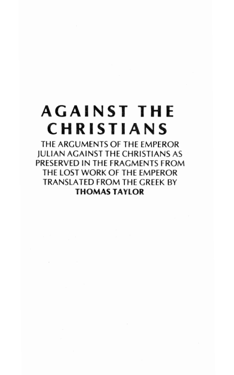 Cover image for book Arguments of the Emperor Julian against the Christians