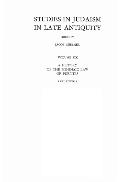 Cover image for book A History of the Mishnaic Law of Purities, Part 11