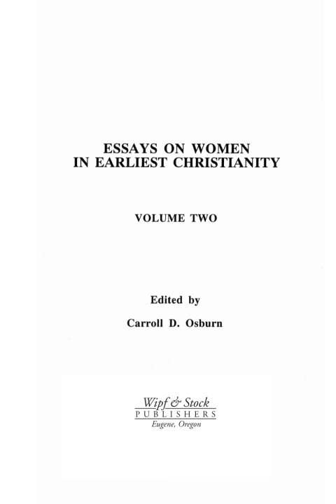 Cover image for book Essays on Women in Earliest Christianity, Volume 2