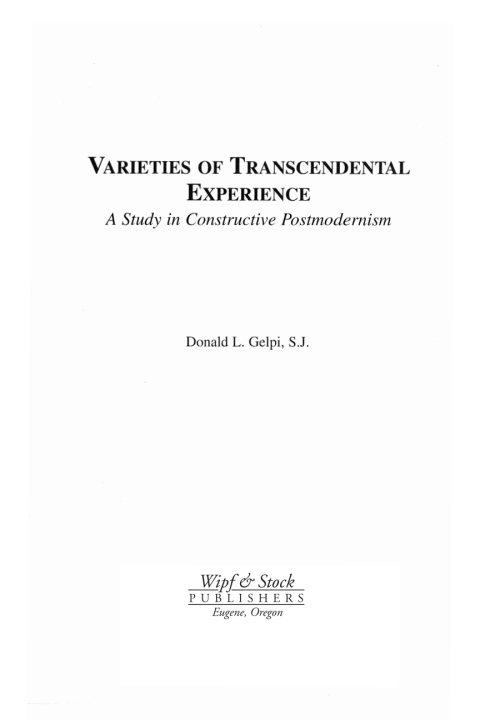 Cover image for book Varieties of Transcendental Experience