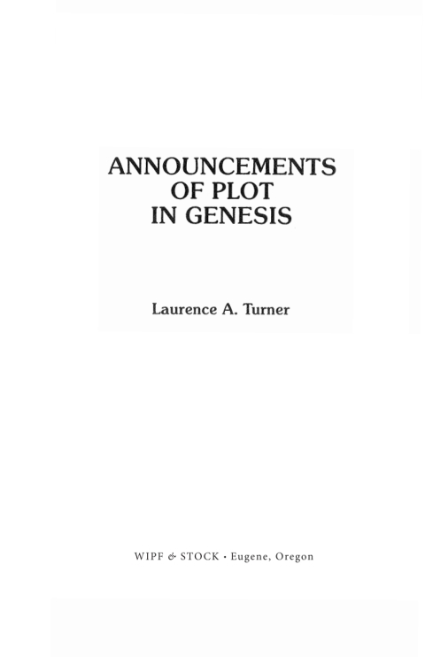 Cover image for book Announcements of Plot in Genesis