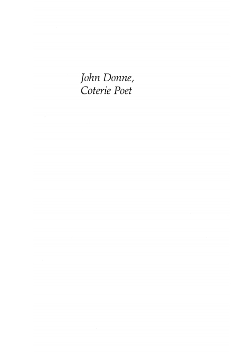 Cover image for book John Donne, Coterie Poet